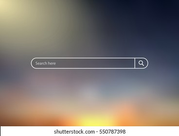 Search bar vector illustration on  background of sky , simple search box field ui element