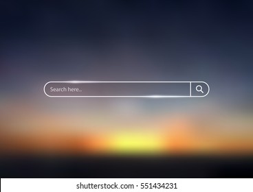 Search bar vector illustration on background of sky , simple search box field ui element