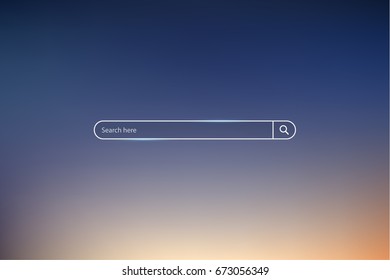 Search bar vector illustration on background of sky , simple search box field ui element