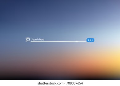 Search bar vector illustration on background of sky , simple search box field ui element