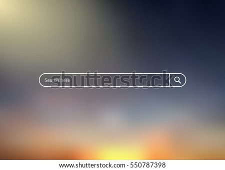 Search bar vector illustration on  background of sky , simple search box field ui element
