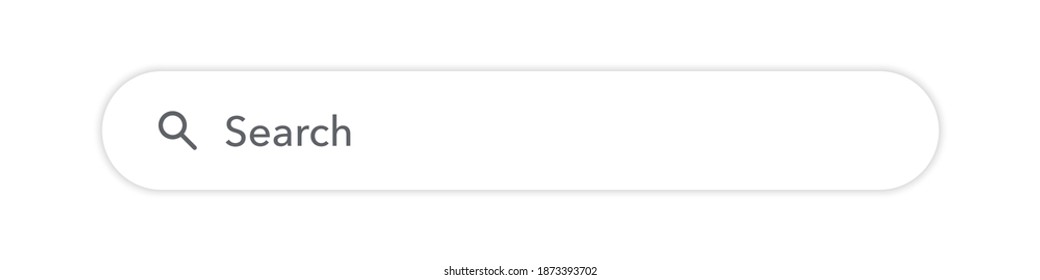 Search bar vector template neumorphism design white background. Search here field mockup. Browse web element. Button isolated symbol illustration. Ui view.