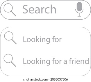 Search bar vector template neumorphism design on white background. Search here field mockup. Browse web element. Button isolated symbol illustration. Ui view.