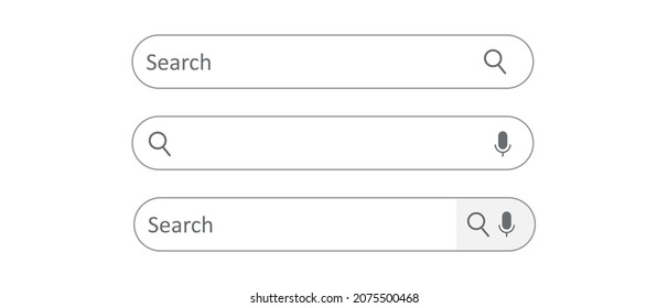 Search bar vector template set. Search here field mockup. Browse web element. Button Ui view