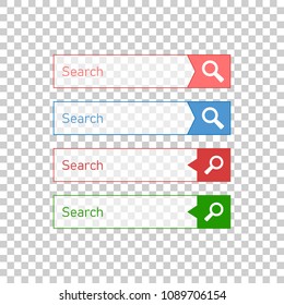 Search bar vector ui element icon in flat style. Search website form illustration field. Find search business concept on isolated transparent background.