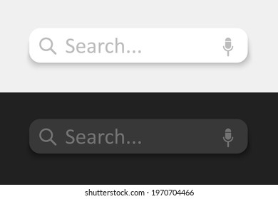 Search bar web page internet browser button in white and black colors, 3d render, search box template isolated – stock vector