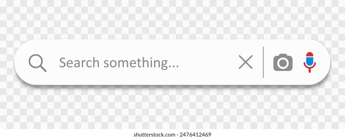 Botón de navegador de Internet de página de Web de barra de Búsqueda, Plantilla de cuadro de búsqueda para diseño UX UI, cuadro de búsqueda blanco con sombra sobre fondo transparente