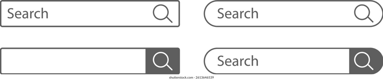 Search bar web template icon. search boxes template. Searching engine browser mockup. search bar boxes sign. Internet search box template
