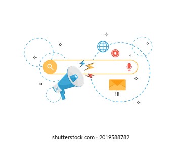Barra de búsqueda del sitio web. Ilustración de diseño plana aislada en fondo blanco