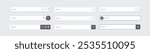 Search bar. Website ui design, search Internet box, browser engine text field, navigation bar with push button. Interface web element vector templates set.