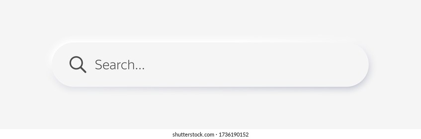 Search bar. Search window with shadow on light background, Neumorphism design. Vector illustration EPS10