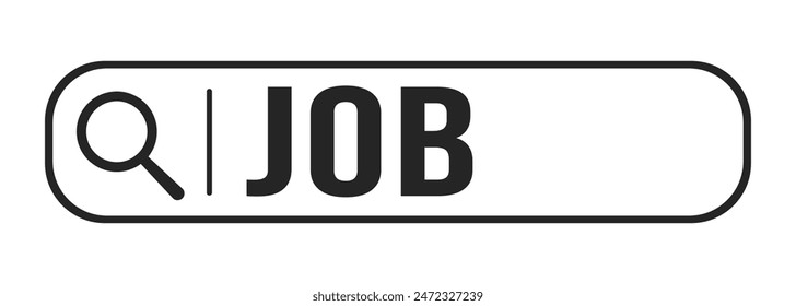 Search bar with word job black and white 2D line cartoon object. Service for vacancy candidates online isolated vector outline item. Dealing with unemployment monochromatic flat spot illustration