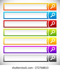 Search bars, buttons with magnifier glass symbols
