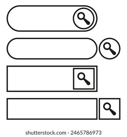 Search bars design set. Magnifying glass icons. Vector web elements.