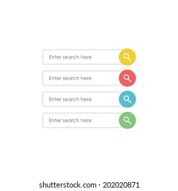 Search bars. Flat web design elements. Templates for website