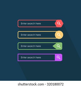 Search bars. Flat web design elements. Templates for interface