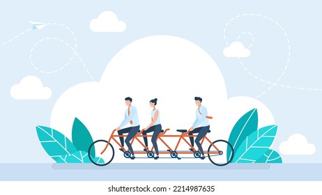 Search the Best Person from Group of Human for the Job Vacancy. Recruitment searching the best candidate or job, Human resources, HR. Business team rides a tandem bicycle. Vacancy. Vector illustration