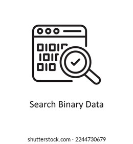 Search Binary Data Vector Outline Icon Design illustration. Business And Data Management Symbol on White background EPS 10 File