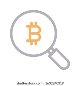 search bitcoin vector color line icon  