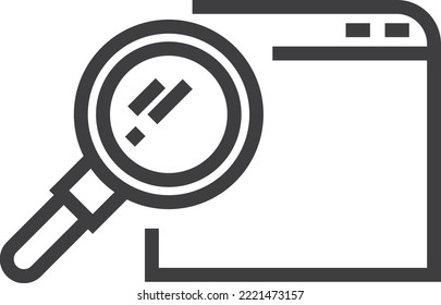 Buscar icono de línea negra. elemento de interfaz de aplicación web