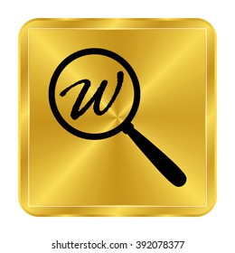 Search - black vector icon;  gold button