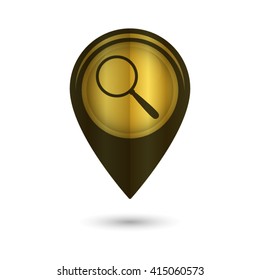 Search - black vector icon;  golden map pointer