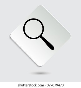 Search - black vector  icon on a paper button