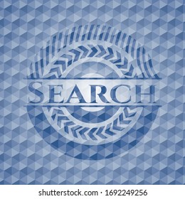 Search blue badge with geometric pattern. Vector Illustration. Detailed.