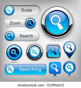 Search blue design elements for website or app. Vector eps10. 