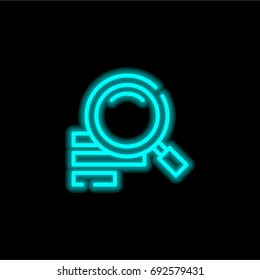 Search blue glowing neon ui ux icon. Glowing sign logo vector