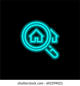 Search blue glowing neon ui ux icon. Glowing sign logo vector