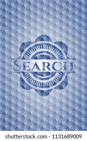Search blue polygonal emblem.