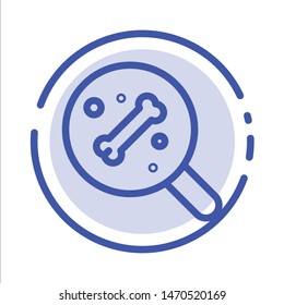 Search, Bone, Science Blue Dotted Line Line Icon. Vector Icon Template background