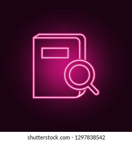 search for a book icon. Elements of Books and magazines in neon style icons. Simple icon for websites, web design, mobile app, info graphics