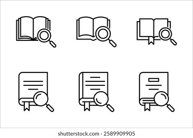 search book icon set, symbol design on white background.