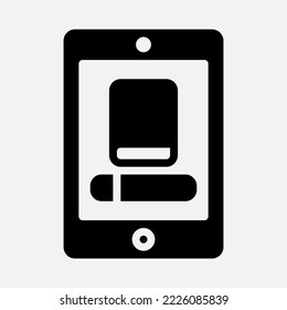 Icono de libro de búsqueda en estilo sólido, uso para presentación de aplicación móvil del sitio web