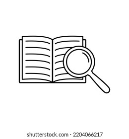 search in book icon vector search text sign