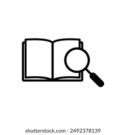 search in book icon vector search text sign