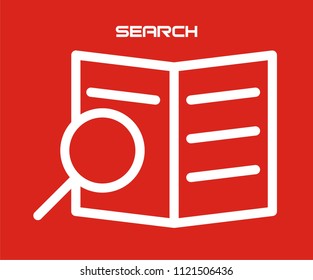 SEARCH IN BOOK VECTOR ICON 