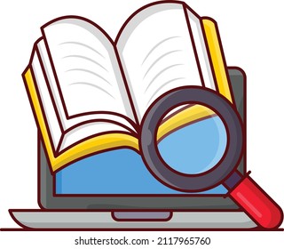 ilustración de Vector del libro de búsqueda aislada en un fondo transparente. iconos planos de línea vectorial para concepto o gráficos web.