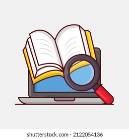 ilustración de Vector del libro de búsqueda aislada en un fondo transparente. iconos planos de línea vectorial para concepto o gráficos web.