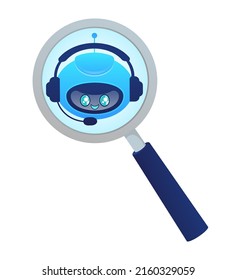 Search bot in cartoon style. Artificial intelligence. Isometric vector. Vector illustration