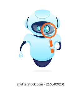 Search bot in cartoon style. Artificial intelligence. Isometric vector. Vector illustration