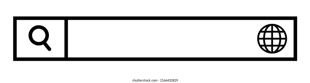 Search box and browser icon. Browsing. Web search bar. Vector.