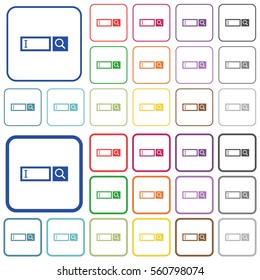 Search box color flat icons in rounded square frames. Thin and thick versions included.