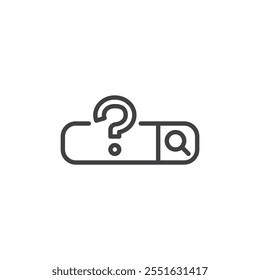 Search Box FAQ line icon. linear style sign for mobile concept and web design. Search bar with a question mark outline vector icon. Symbol, logo illustration. Vector graphics