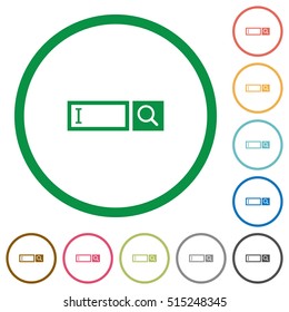 Search box flat color icons in round outlines