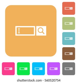 Search box flat icons on rounded square vivid color backgrounds.