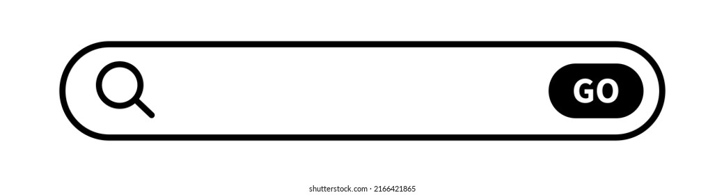 Search box with GO search button. Web search bar. Vector.