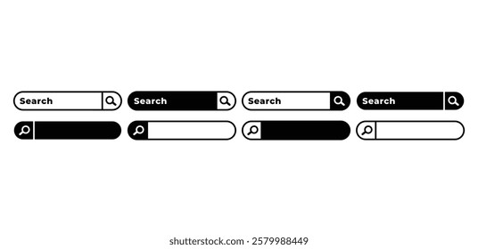 search box icon vector design black white color simple illustration sets